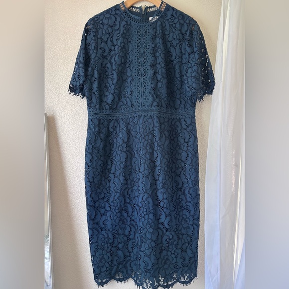 *NWOT* Rachel Parcell Lace Sheath Dress Dark Blue Size Large - Picture 3 of 10